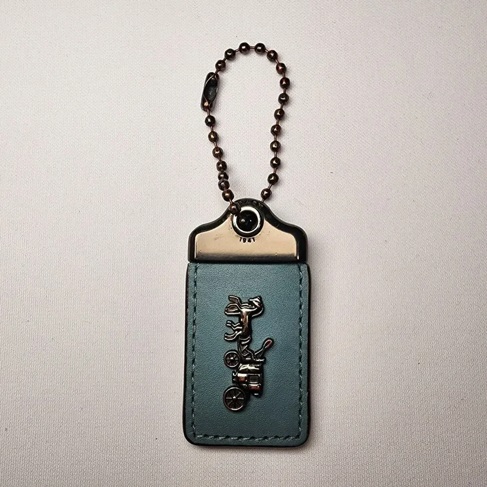Coach 1941 Horse Carriage Hang Tag Bag Charm - Dark Gunmetal/Blue Marine